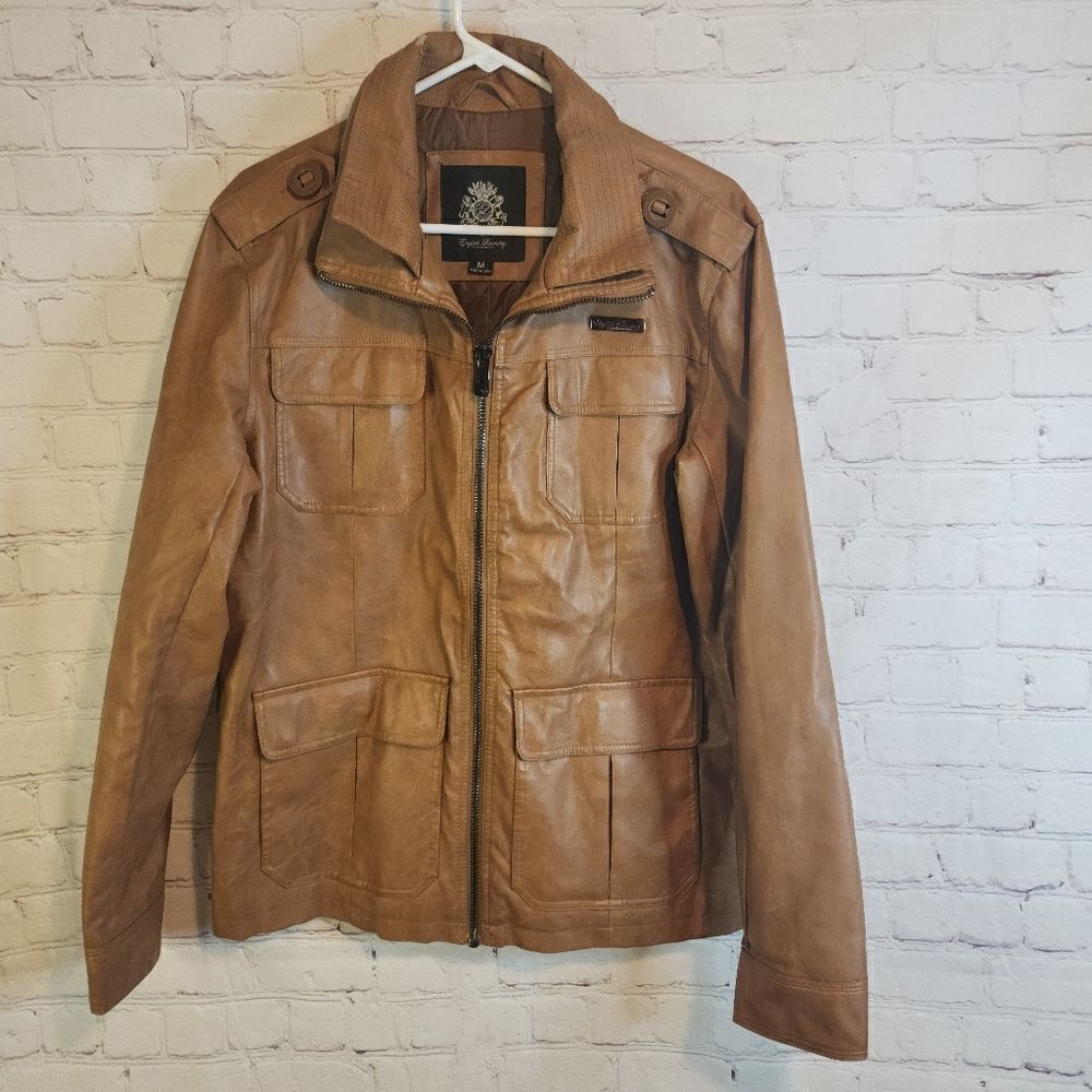 Mens English Laundry Mixed Leather full zip jacket, size Medium
